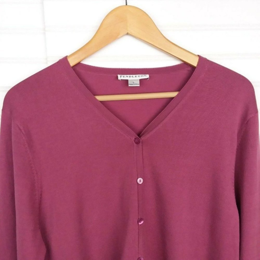 Pendleton Silk Nylon V-Neck Button Up Cardigan Lo… - image 2